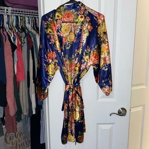 Floral silk robe